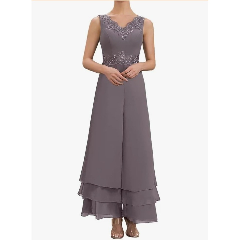 Mother of the Bride Jumpsuit Wide‎ Leg Lace Beaded  Formal Evening Gown Size 22W